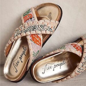 Free People Wildflowers Crossband Sandals | 7.5 / 38 | Tropical Slip-Ons
